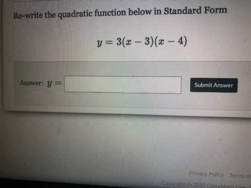 Can anyone rewrite the quadratic function in standard form?