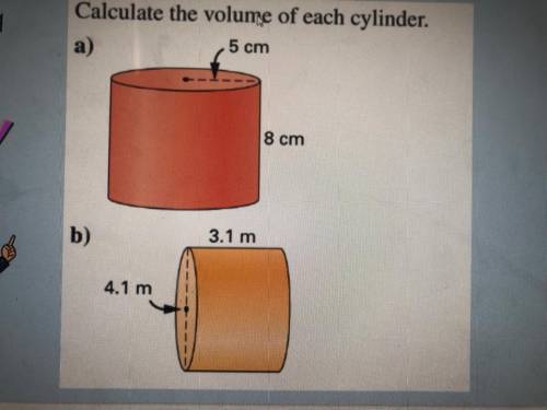 Calculate the volume of each cylinder