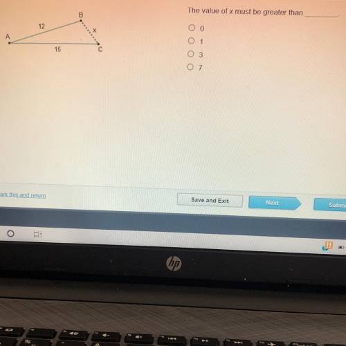 The value of x must be greater than
B
12
Ο Ο
A
0 1
15
03
07