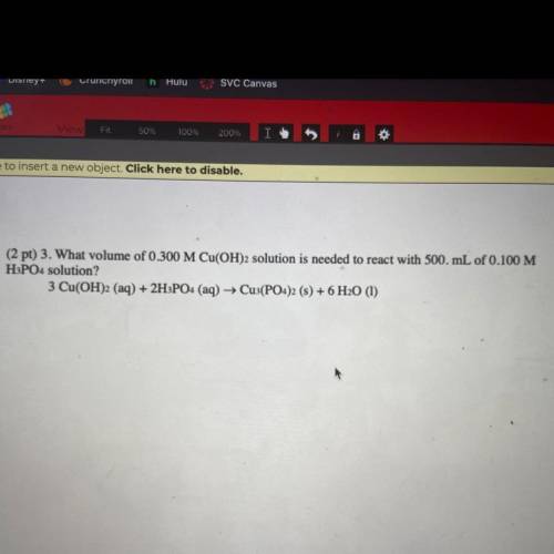 What volume of 0.300 M Cu(OH)2 solution is needed to react with 500. mL of 0.100 M H3PO4 solution?