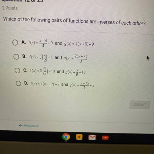 Which of the following pairs of functions are inverses of each other? HELP ME PLEASE!!