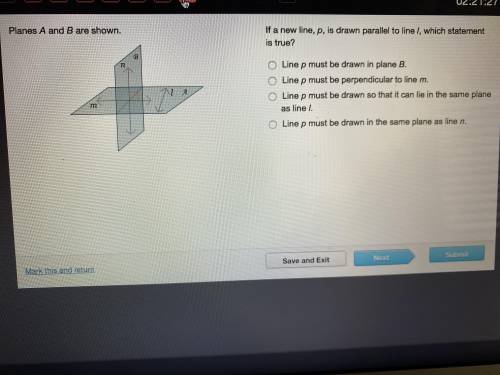 If a new line, p, is drawn parallel to line l, which statement is true?