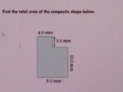Find the total area of the composite shape below