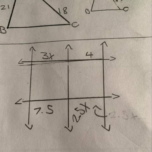 What is the value of x

2.5
2
10.5
4
Also can you please show how you solved it