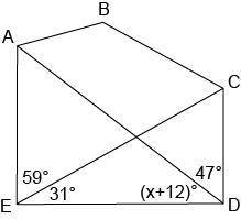 Find the value of x for which AE¯¯¯¯¯¯¯∥CD¯¯¯¯¯¯¯. answers: 43 31 47 121