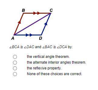 ∠BCA ≅ ∠DAC and ∠BAC ≅ ∠DCA by