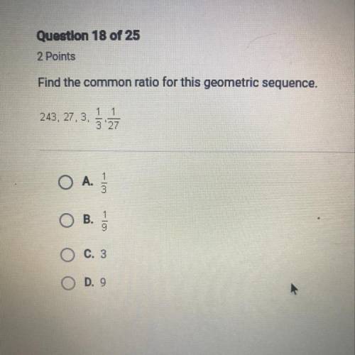 Find the common ratio for this geometric sequence.