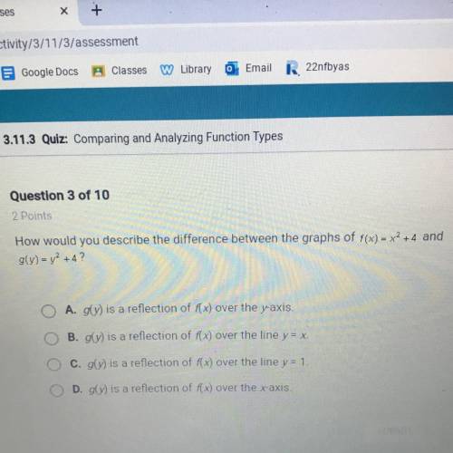 What can you say about the y-values of the two functions f(x)=x^2+4 and g(y)=y^2+4