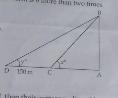 From a point on the ground the angle of elevation of the top of a tower is x°. Moving 150 meters aw