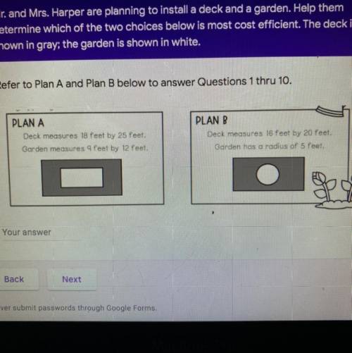 What is the area of the garden in Plan A? (Type the numeric answer only