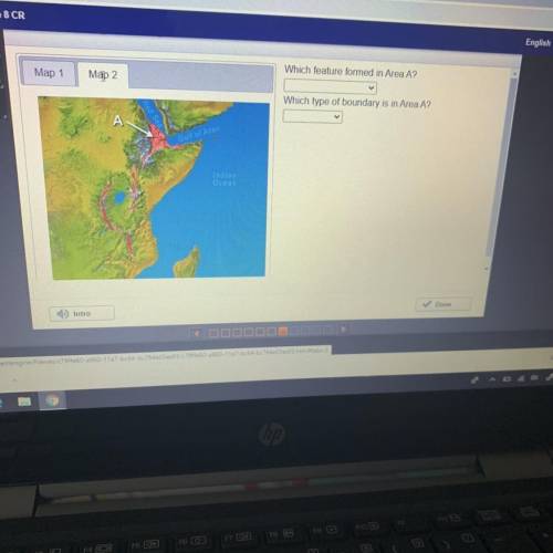 Map 1

Which feature formed in Area A?
Map 2
Which type of boundary is in Area A?
Arabian
Plate
Nu