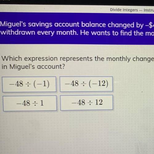 Miguel’s savings account balance changed by -$48 over a year because a banking fee was withdrawn ev