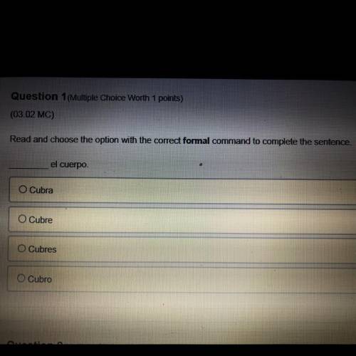 Read and choose the option with the correct formal command to complete the sentence.