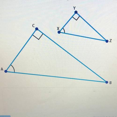 Triangle XYZ was dilated a scale factor of 2 to create triangle ACB and sin