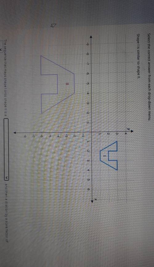 Select the correct answer from each drop-down menu.Shape I is similar to shape II.