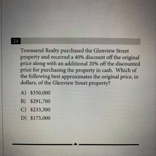 Townsend Realty purchased the Glenview Street

property and received a 40% discount off the origin