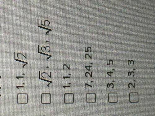 Determine which of the following sets of side lengths represents the lengths of a right triangle. S