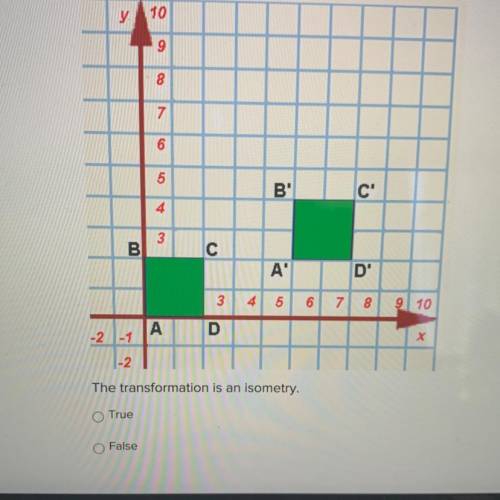 Please help !! *will mark correct answer as brainliest*

Problem:
The transformation is an isometr