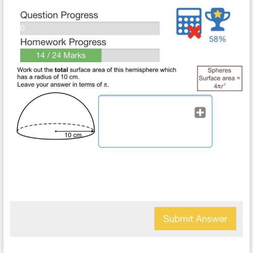 Total surface area of hemisphere. please help i’ll give u brainlest