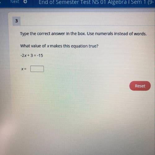 What value of X makes this equation true negative 2X +3 equals -15