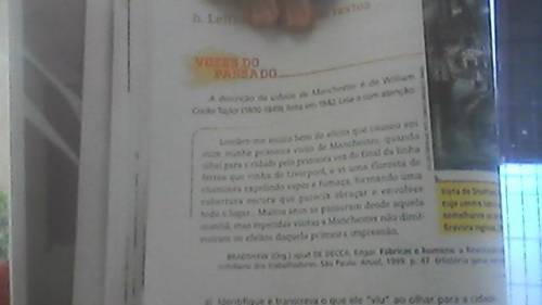 A) Identifique e transcreva o que ele 'viu' ao olhar para a cidade. B) Que relação se pode estabele