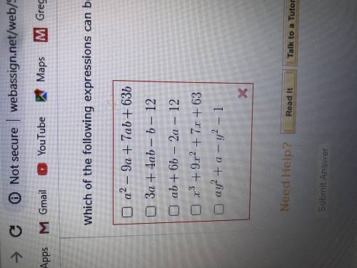 Which of the following expressions can be factored by grouping? (Select all that apply.)

a^2 - 9