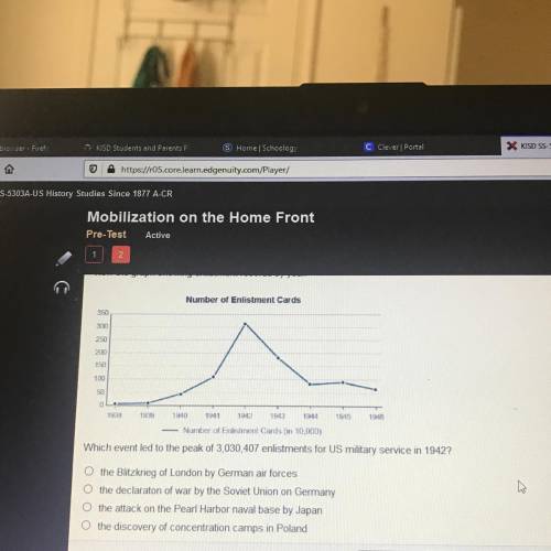 HURRRYYY

Which event led to the peak of 3,030,407 enlistments for US military service in 1942?
O