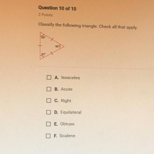 Classify the following triangle. Check all that apply.