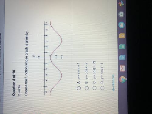 Choose the function whose graph is given by