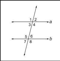 Drag the tiles to the correct boxes to complete the pairs.

In the figure, line a and line b are p