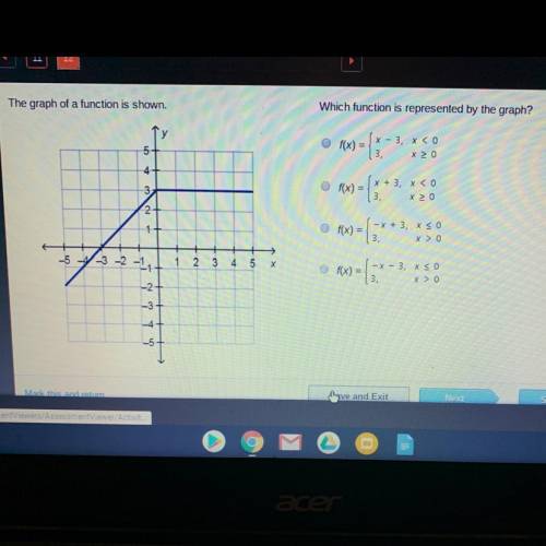 Which function is represented by the graph?

f(x) =
X - 3, X < 0
3, x > 0
x + 3, X
3,
X >