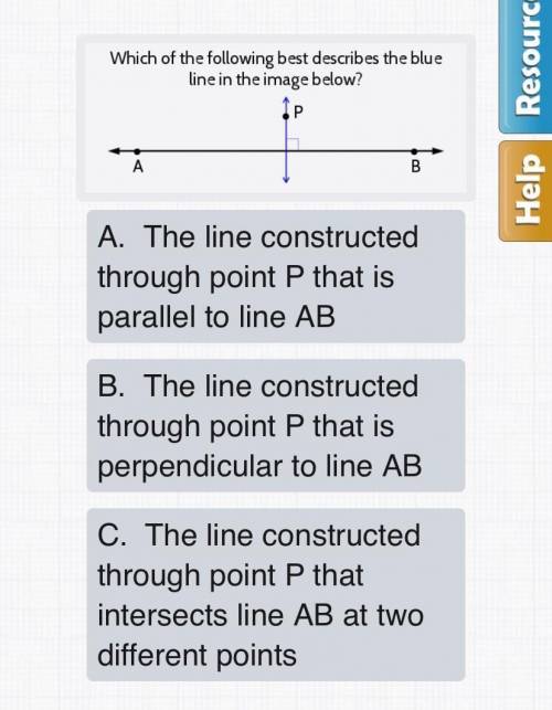 which of the following best describe the blue line in the image below A. The line constructed throu