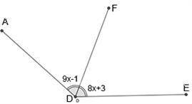 DF is the angle bisector of ADE. Determine the value of x. ANSWERS: A) – 8 B) 8 C) – 4 D) 4