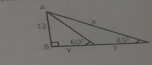 Please I need help

what is the value of x?a.3√2 b.24 c.12√2 d.8what is the value of y?a.4√3 b.√3
