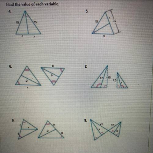 Find the vale of each variable 
There’s 6 questions! Please help!
