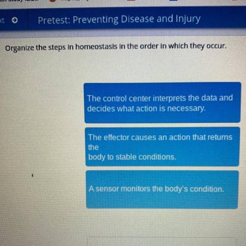 Organize the steps in homeostasis in the order in which they occur.