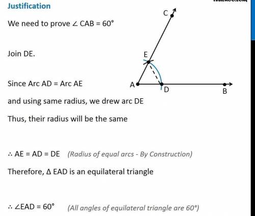 Construct an angle of 60 degree​