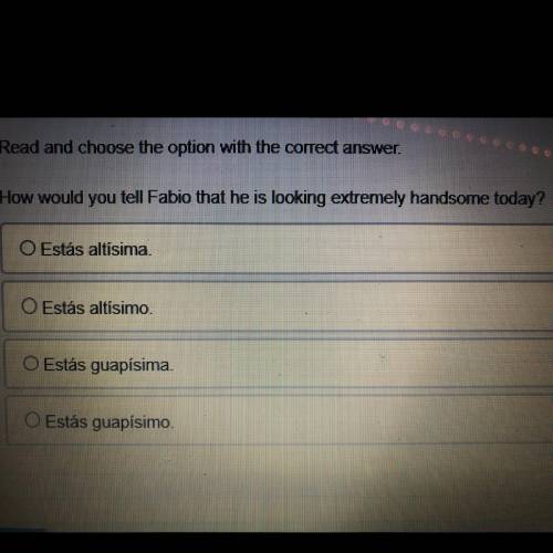 Read and choose the option with the correct answer.

How would you tell Fabio that he is looking e
