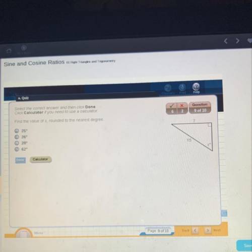 Find the value of x, rounded to the nearest degree.