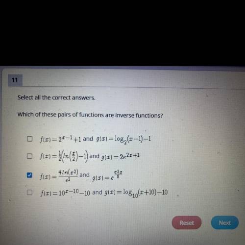 Which of these pairs of functions are inverse functions
please help :(