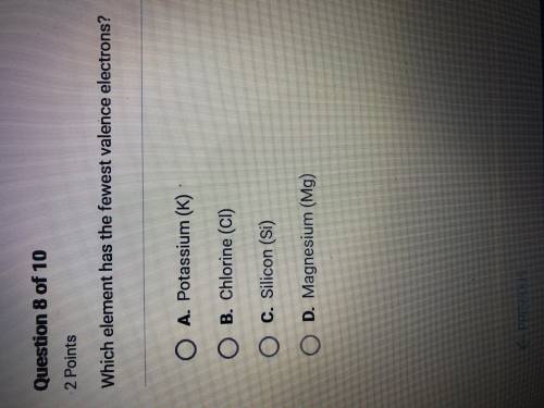 Which element has the fewest valence electrons?