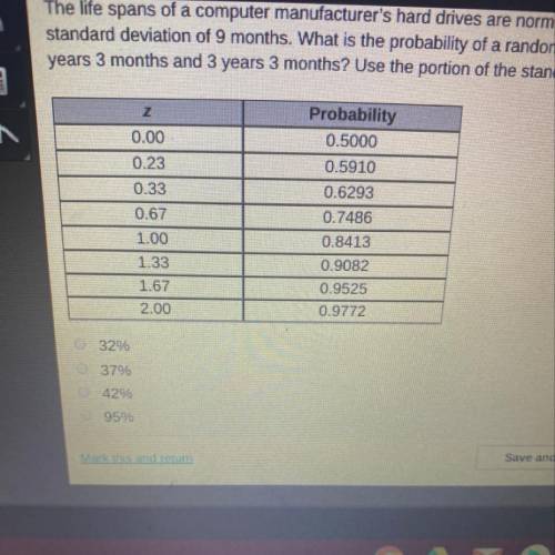 The life spasms of a computer manufacturer’s hard drives are normally distributed, with a mean of 3