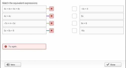 Match each equivalent expression.