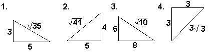 Which of the triangles are right triangles? a) 1 b) 2 c) 3 d) 4