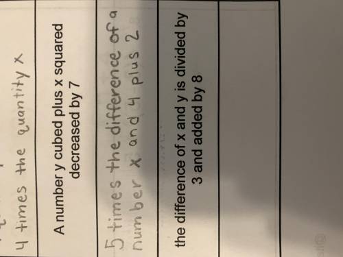 (First picture)How do u turn this algebraic expression into a verbal expression(PLEASE I NEED HELP