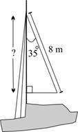 The sail of a boat is in the shape of a right triangle, as shown below: Which expression shows the