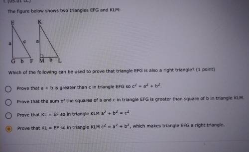 Figure below shows two triangles EFG and KLM