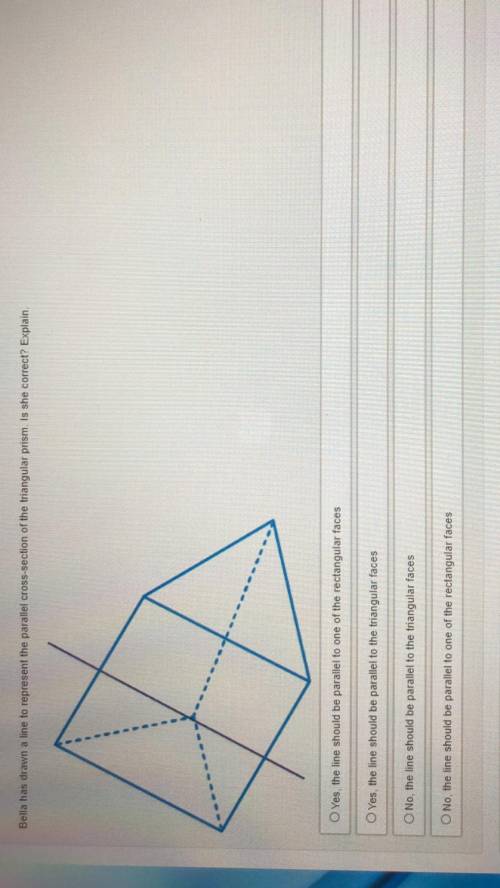 Bella has drawn a line to represent the parallel cross-section of the triangular prism. Is she corr