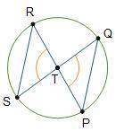 Circle T has diameters RP and QS. The measure of ∠RTQ is 12° less than the measure of ∠RTS. What is