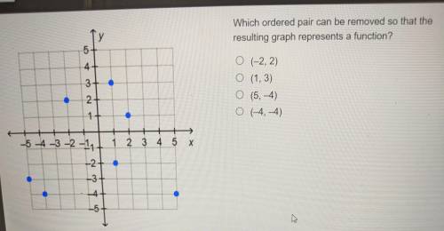 Which ordered pair can be removed so that the resulting graph represents a function (-2, 2) (1, 3)